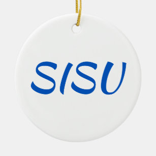 SISU-ornament (rundad)Vit; Finskt prydnadsföremål) Julgransprydnad Keramik