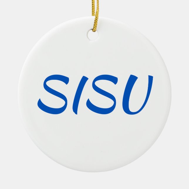 SISU-ornament (rundad)Vit; Finskt prydnadsföremål) Julgransprydnad Keramik (Framsidan)