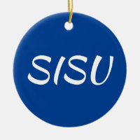 SISU-prydnadsföremål (rundad; blå; finsk prydnadsf
