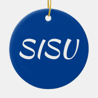 SISU-prydnadsföremål (rundad; blå; finsk prydnadsf Julgransprydnad Keramik