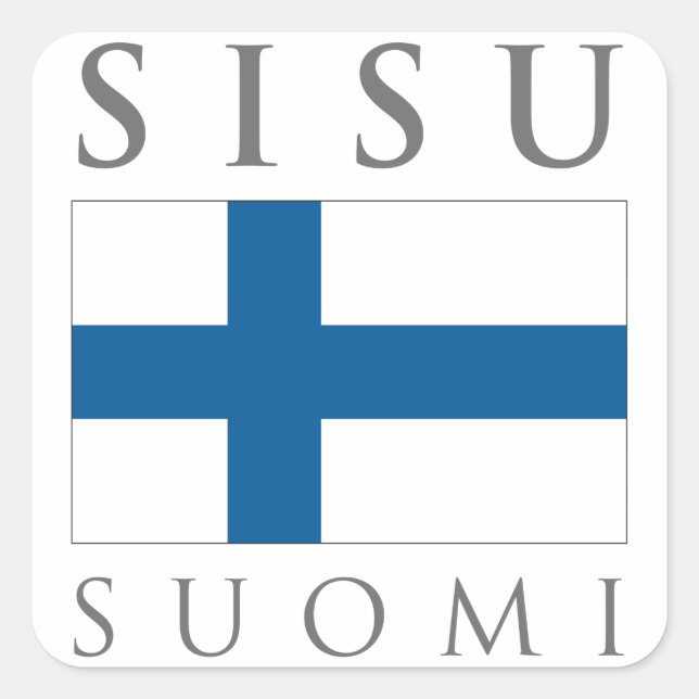 Sisu Suomi Fyrkantigt Klistermärke (Framsida)