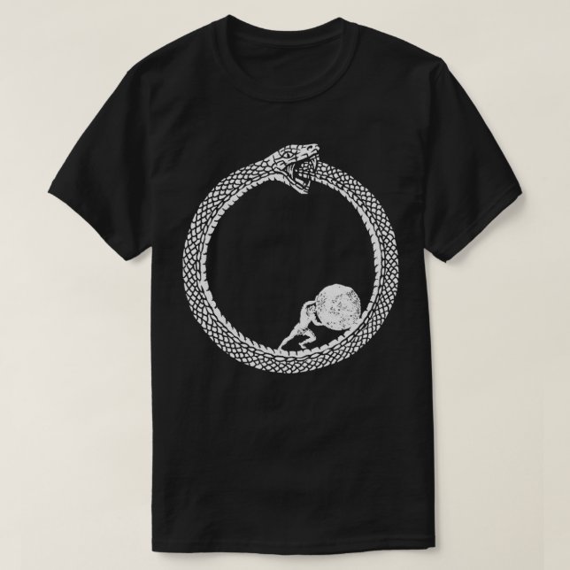 Sisyfos i Ouroboros orm Unisex Philosophy F T Shirt (Design framsida)