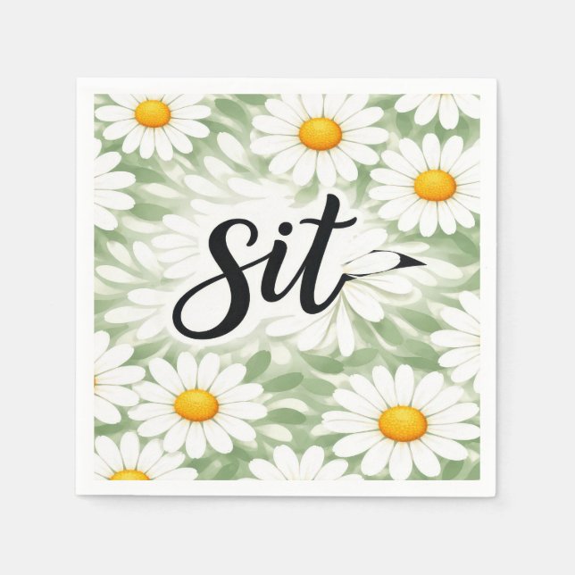 Sit Calligraphy Text On Daisy Abstract Pappersservett (Framsidan)