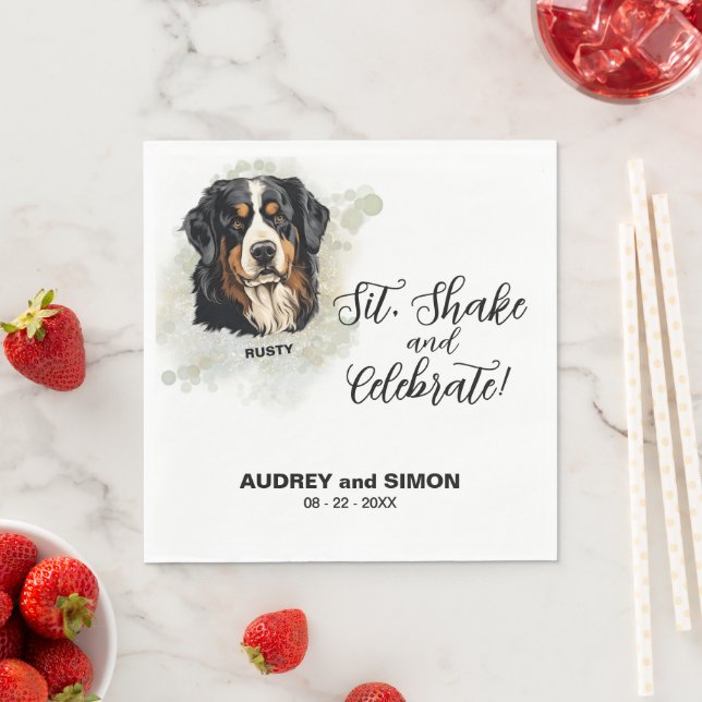 Sit, Shake & Celebrate Bernese Mountain Hund Pappersservett (Insitu)
