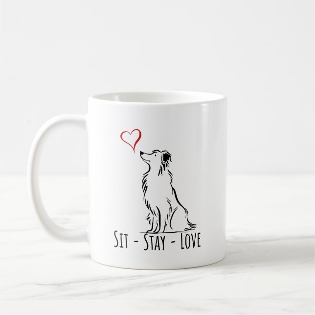 Sit-Stanna-Kärlek-Gräns Collie Kaffemugg (Vänster)
