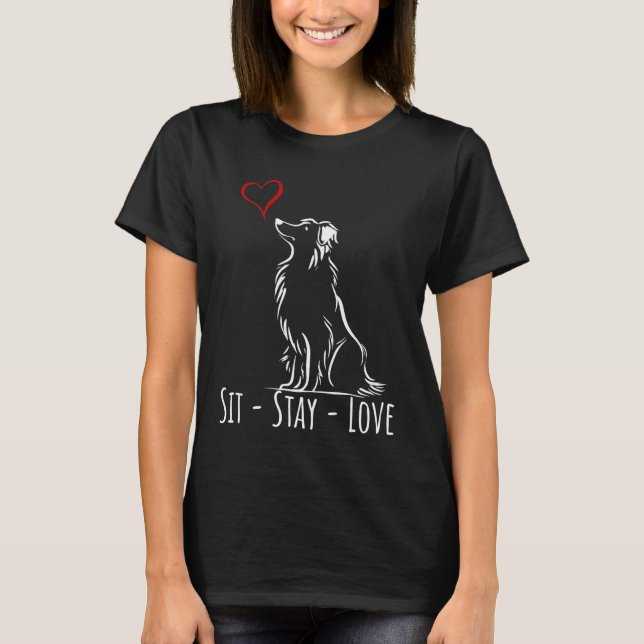 Sit-Stanna-Kärlek-Gräns Collie T Shirt (Framsida)