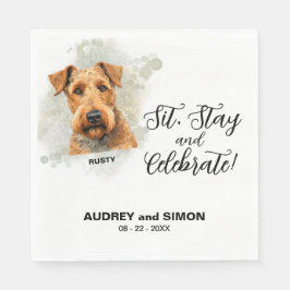 Sit, Stay & Celebrate Airedale Terrier Wedding Pappersservett