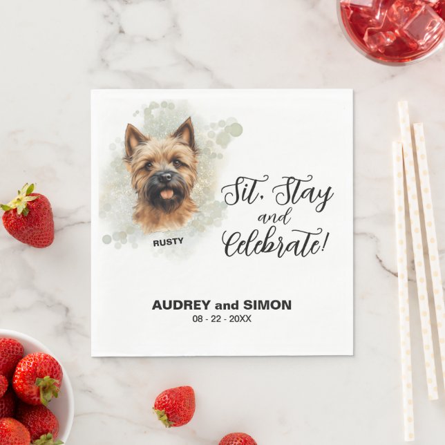 Sit, Stay & Celebrate Cairn Terrier Wedding Pappersservett (Insitu)