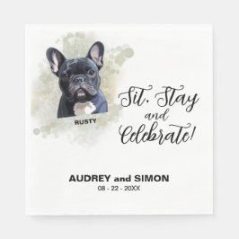 Sit, Stay & Celebrate French Bulldog Wedding Pappersservett