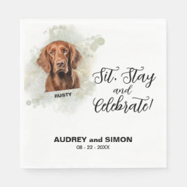 Sit, Stay & Celebrate Irish Setter Wedding Drink Pappersservett
