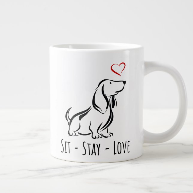 Sit-Stay-Love Basset Hound Jumbo Mugg (Höger)