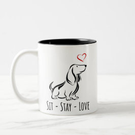 Sit-Stay-Love Basset Hound Två-Tonad Mugg