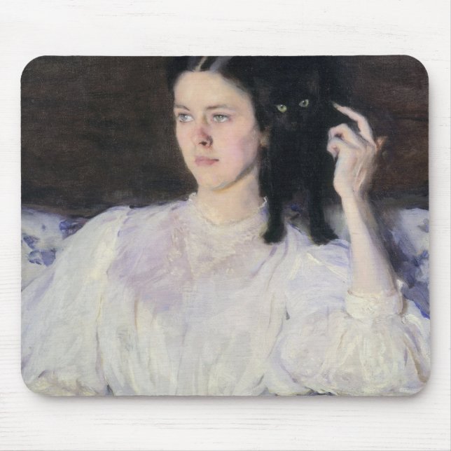 Sita och Sarita eller ung flicka med en katt Musmatta (Framsidan)