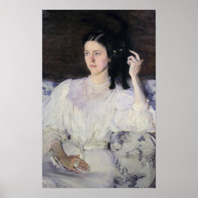 Sita och Sarita, eller Young Girl med en katt Poster (Framsidan)