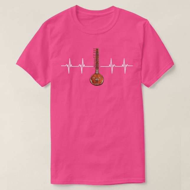 Sitar Instrument Indian Hindustani Music String In T Shirt (Design framsida)