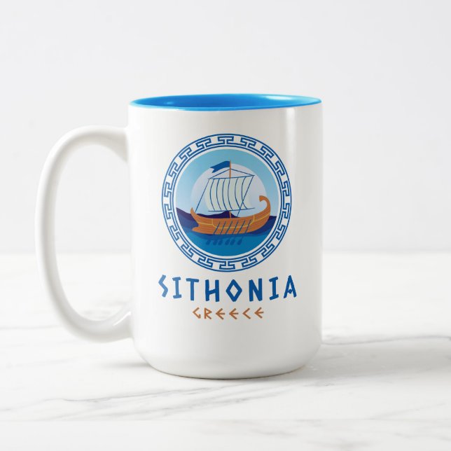 Sithonia, Greklands grekiska Frakt Design Två-Tonad Mugg (Vänster)