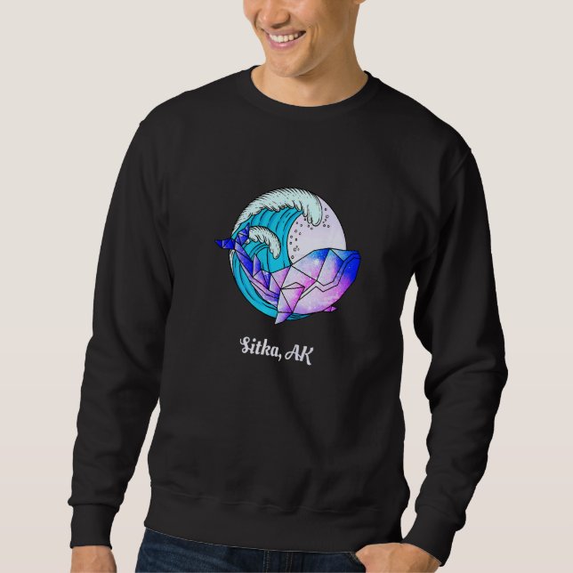 Sitka Ak Japansk färg Geometric Orca Killer Whal Lång Ärmad Tröja (Framsida)