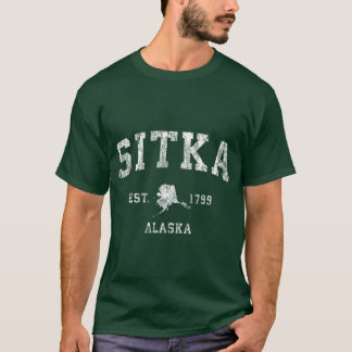 Sitka Alaska AK Vintage Athletic Sports Design T Shirt