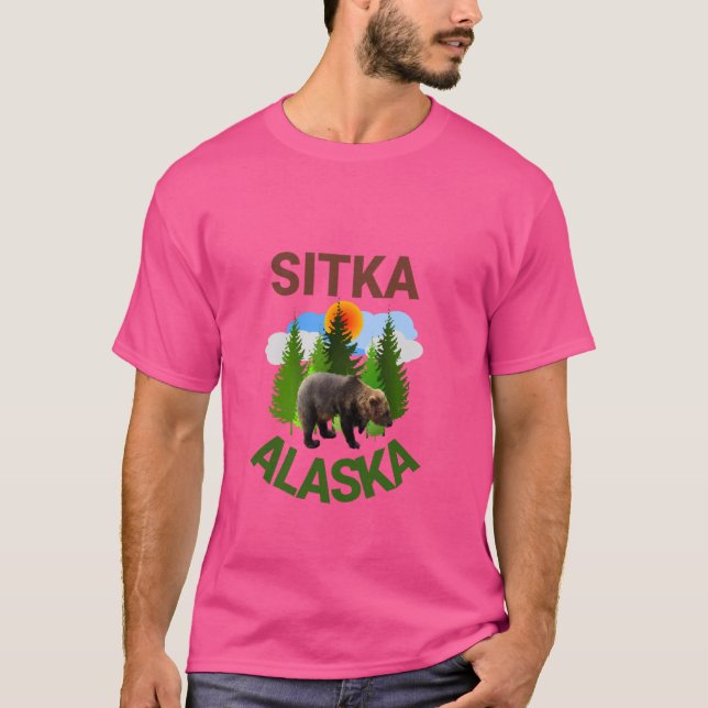 Sitka Alaska Bear Äventyr Cruise Vacation T Shirt (Framsida)