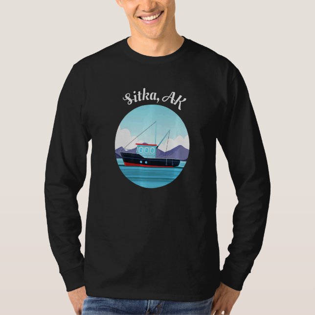 Sitka Alaska Fisherman T Shirt (Framsida)