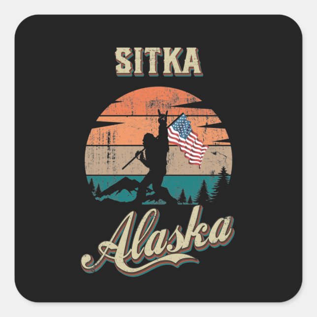 Sitka Alaska Fyrkantigt Klistermärke (Framsida)