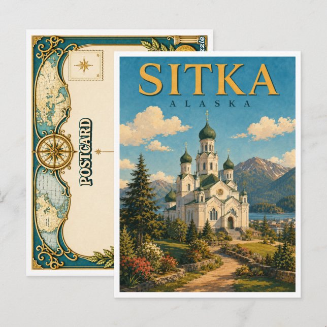 Sitka Alaska Katedral GeoSaga Vykort (Fram/baksida)
