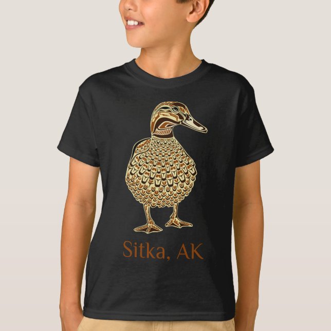 Sitka Alaska Mallard Anka Bird Älskare Native Amer T Shirt (Framsida)
