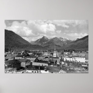 Sitka Alaska med tre systrar i bakgrund Poster