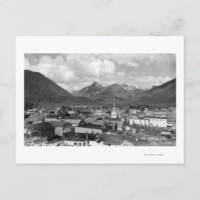 Sitka, Alaska med tre systrar i bakgrunden Vykort (Framsida)