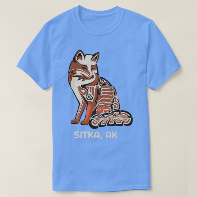 Sitka Alaska Native American Tribal Fox Haida Styl T Shirt (Design framsida)