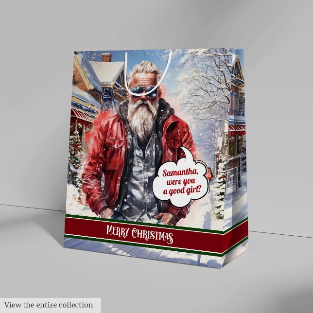Sitt namn presentpåse Stilig Tomte Firande (Custom Name Gift Bag Handsome Santa Celebration)