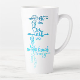 Sitt, prata, skratta, blå Ombre Boho Latte-mugg