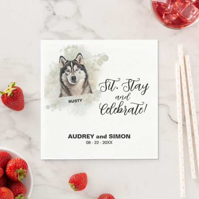 Sitt, stanna och fira Alasken Malamute Bröllop Pappersservett (Insitu)