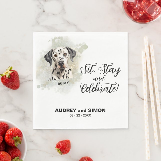 Sitt, stanna och fira Dalmatien Bröllop Pappersservett (Insitu)