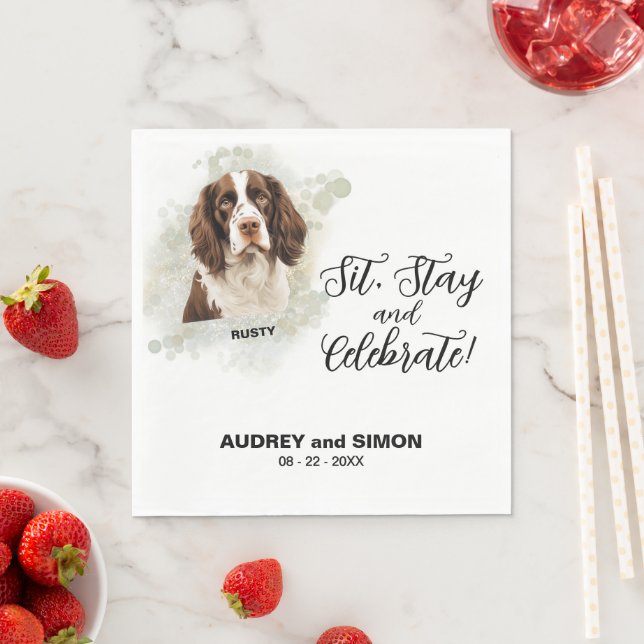 Sitt, stanna och fira engelsk Springer-spanel Pappersservett (Insitu)