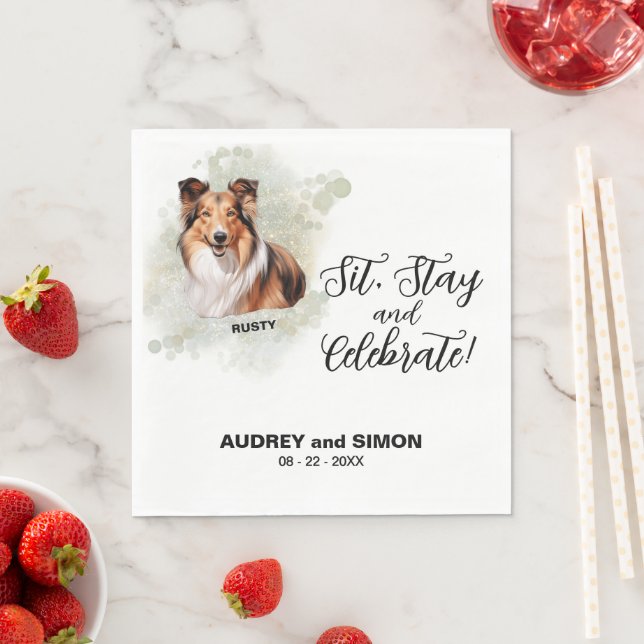 Sitt, stanna och fira Shetland Sheepdog Pappersservett (Insitu)