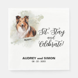 Sitt, stanna och fira Shetland Sheepdog Pappersservett