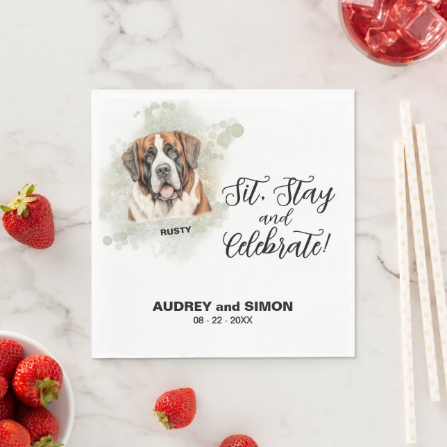 Sitt, stanna och fira St Bernard Bröllop Pappersservett (Insitu)