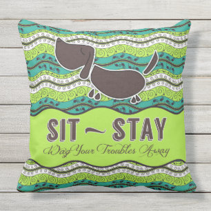Sitt stilla dina troubles över Hund älskare Monogr Utomhuskudde