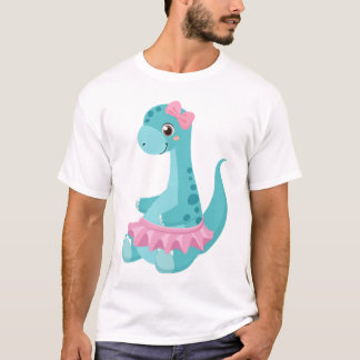 Sitta baby dinosauaur med rosa ballet tutu t shirt
