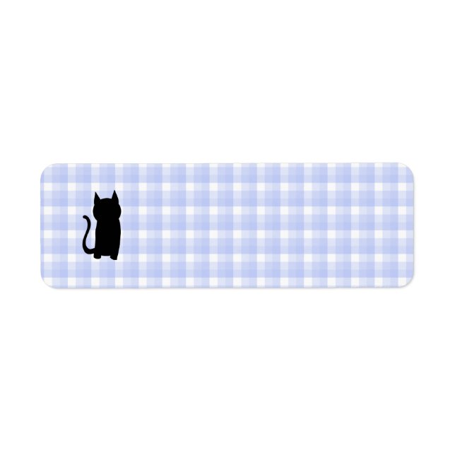Sitta Black Cat Silhouette. Vid blekens blå kontro Returadress Etikett (Framsidan)