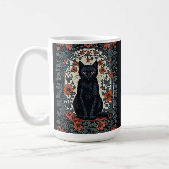 Sitta Black Cat Vintage Blommigt Kaffemugg (Vänster)