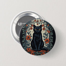 Sitta Black Cat Vintage Blommigt Knapp