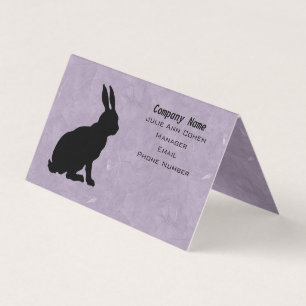 Sitta Black Rabbit Silhouette på marmorerad Lila Visitkort