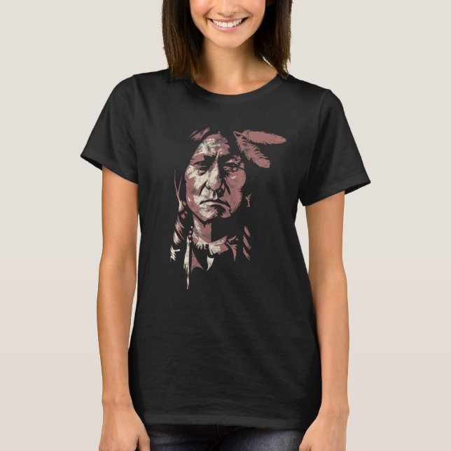 sitta bull native american Chief indian Warrior T Shirt (Framsida)
