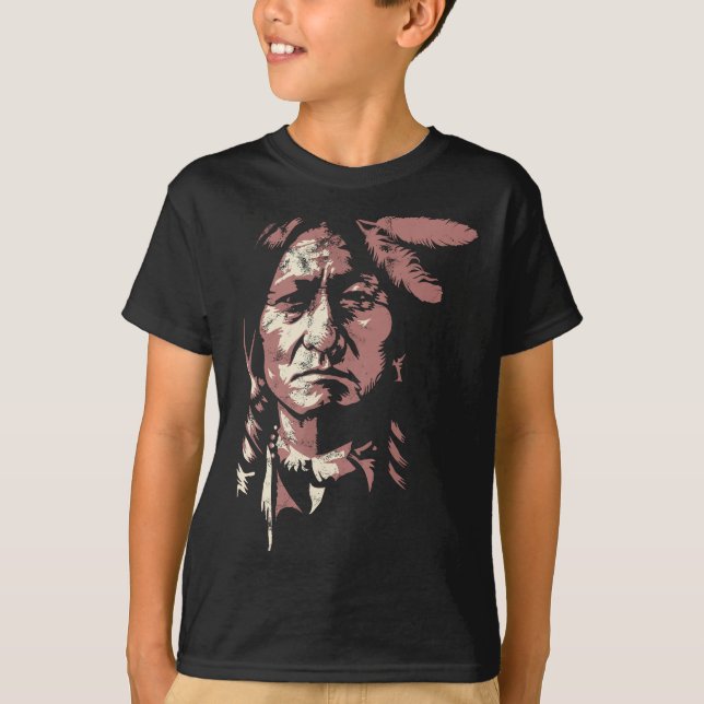 sitta bull native american Chief indian Warrior T Shirt (Framsida)