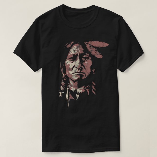 Sitta Bull Native American Chief Indian Warrior  T Shirt (Design framsida)