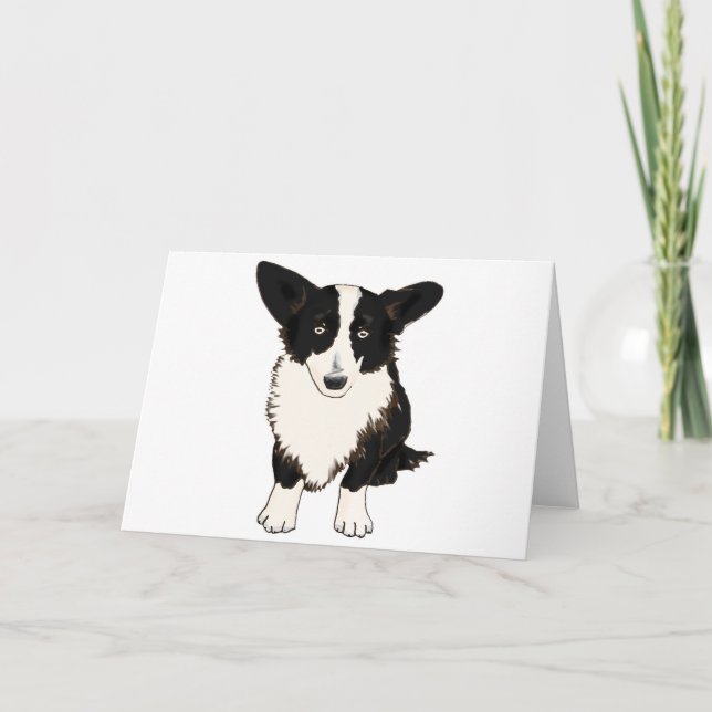 Sitta Cardigan Welsh Corgi Illustration Kort (Framsida)