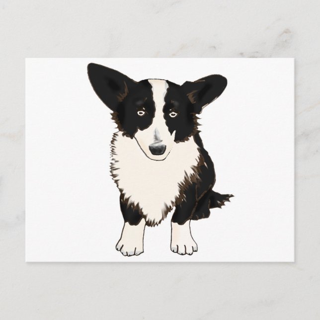 Sitta Cardigan Welsh Corgi Illustration Vykort (Framsida)