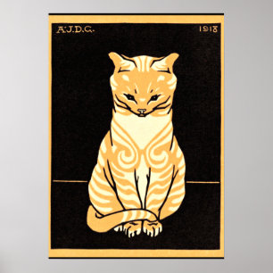 Sitta Cat, illustration av Art nouveau Poster